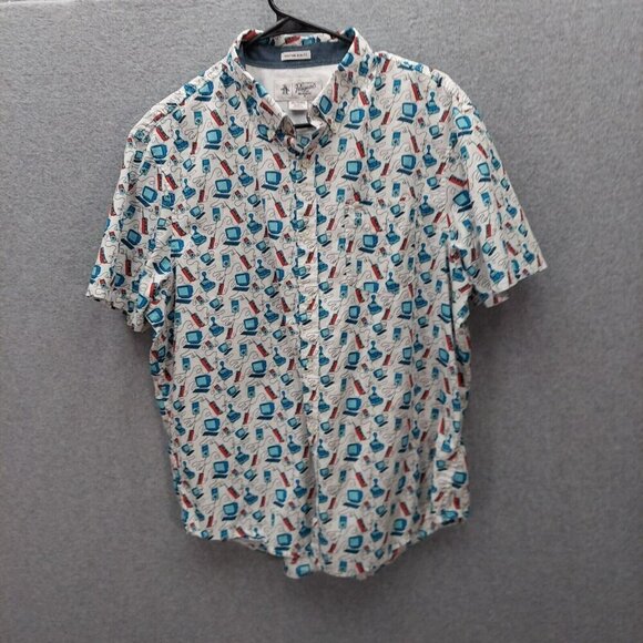 PENGUIN Retro Gamer/Video Game Camp Shirt Heritage Slim Fit Size Boys XL 18-20 - Picture 2 of 4